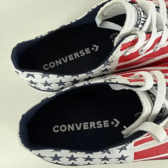 Converse Chuck Taylor All Star Low Sneakers Men's 11 White Red Stars & Stripes - Picture 9 of 10
